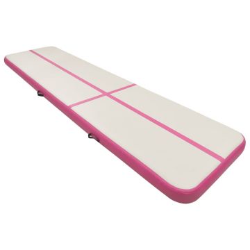 vidaXL Saltea gimnastică gonflabilă cu pompă roz 700x100x15 cm PVC