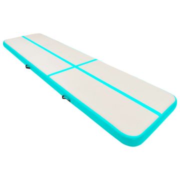 vidaXL Saltea gimnastică gonflabilă cu pompă verde 600x100x20 cm PVC