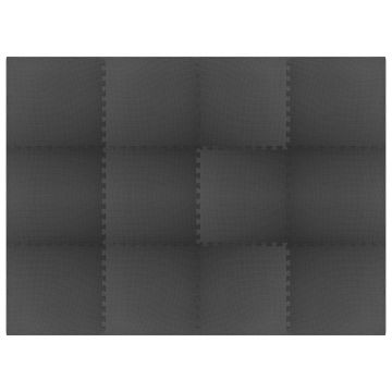 vidaXL Saltele de exerciții, 12 buc., negru, 4,32 m², spumă EVA