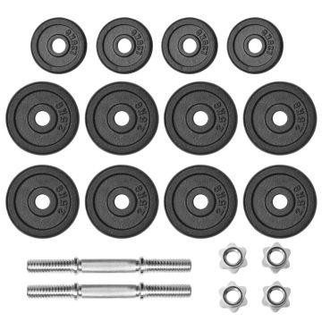 vidaXL Set de gantere, 18 piese, 30 kg, fontă