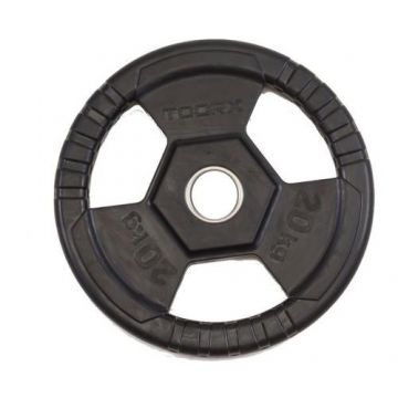 Disc olimpic TOORX 20 Kg, Diametru 50 mm, Fonta cauciucata, Negru