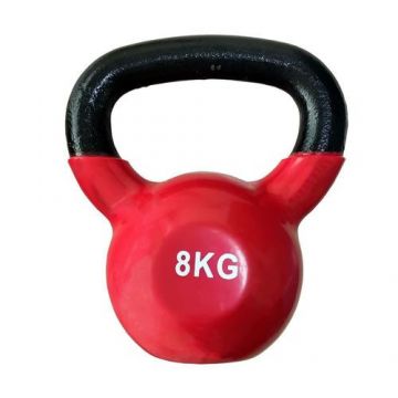 Gantera kettlebell DHS FItness DYKD2008KG, 8kg, otel (Negru/Rosu)