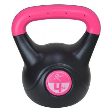 Gantera kettlebell Lifefit 529FVINKETT04, 4kg (Negru/Roz)