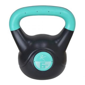 Gantera kettlebell Lifefit 529FVINKETT06, 6kg (Negru/Turcoaz)