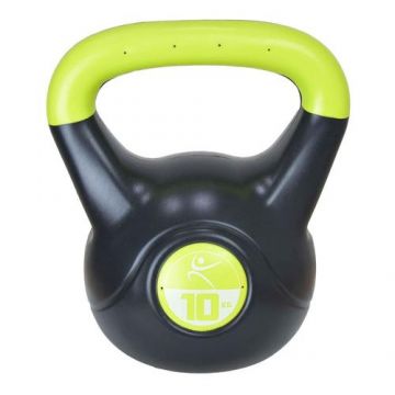 Gantera kettlebell Lifefit 529FVINKETT10, 10kg (Negru/Verde)