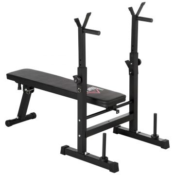 HOMCOM Bancă de Greutăți Pliabilă cu 8 Înălțimi Reglabile și Suport pentru Halteră, 140x73x98-122 cm, Negru | Aosom Romania