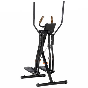 HOMCOM Bicicleta de exercitii eliptica pentru casa si sala de sport cu 4 nivele de rezistenta, monitor LCD si 2 roti, otel si ABS, 90x62x150 cm, negru