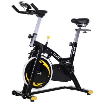 HomCom bicicleta fitness, cu monitor LCD 126x70x94cm negru | AOSOM RO