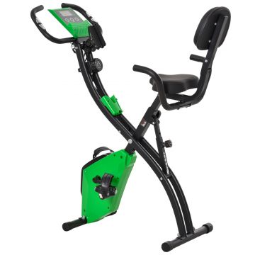 HOMCOM Bicicleta Pliabila 2 în 1, Rezistenta 8 Nivele Elastice pentru Brate si Ecran LCD, 97x51x115cm, Verde