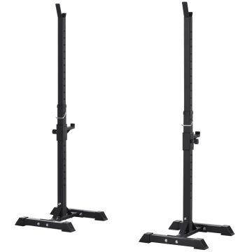 HOMCOM set 2 suporturi gantere, 50x49x124-154cm, negru  | Aosom Romania