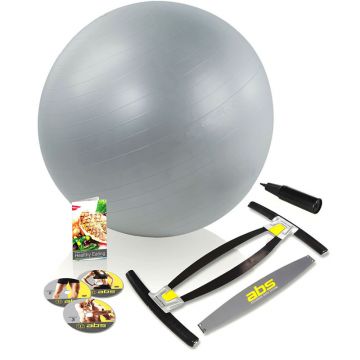 Aparat fitness pentru brate abdomen si coapse Gold's Gym ABS, minge inclusa