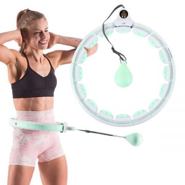 Cerc fitness Hula Hoop HHW06 cu consola, Verde