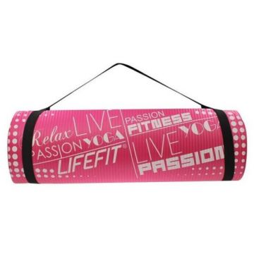 Covoras pentru yoga Exclusive DHS, 100 x 60 x 1 cm, cauciuc, Roz
