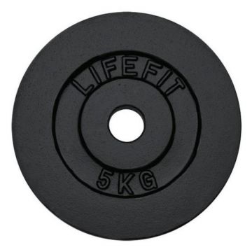 Disc de otel DHS, 5 kg, 21.4 x 21.4 x 2.8 cm, Negru