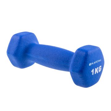 Gantera vinil pentru fitness Karemi, 1 kg, tip hexagon