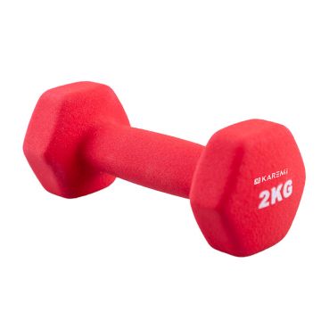 Gantera vinil pentru fitness Karemi, 2 kg, tip hexagon