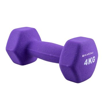 Gantera vinil pentru fitness Karemi, 4 kg, tip hexagon