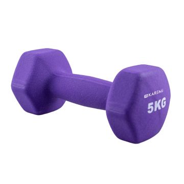 Gantera vinil pentru fitness Karemi, 5 kg, tip hexagon