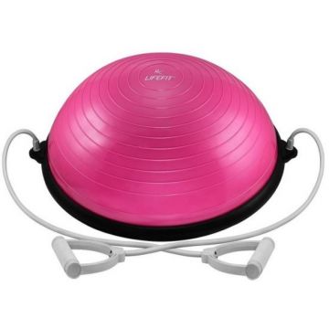 Minge pentru echilibru Bosu Ball, 58 x 25 cm, PVC, pompa inclusa, maxim 200 kg, Roz