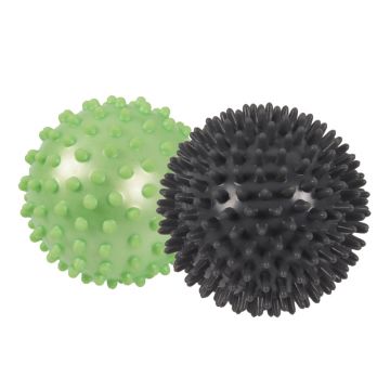 Set 2 mingi masaj Qizo, PVC, 7 cm/9 cm, Negru/Verde