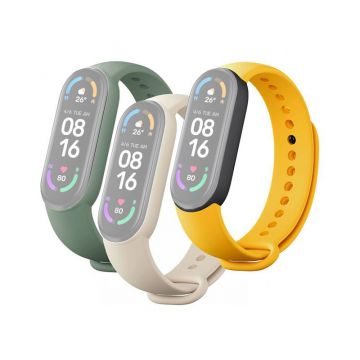 Set 3 curele Bratara fitness Xiaomi Mi Smart Band 6 - Ivory, Verde Maslin, Galben