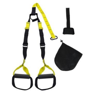 Sistem TRX trainer Home III, 24 x 17 x 9 cm, balamale incluse, maxim 150 kg, Galben/Negru