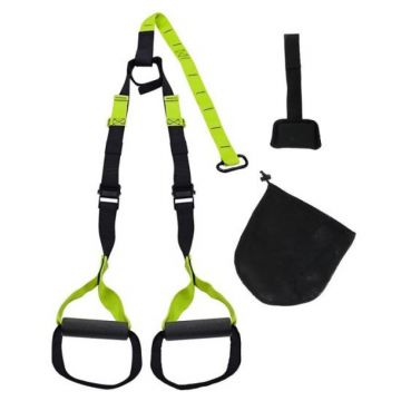 Sistem TRX trainer Home III, 24 x 17 x 9 cm, balamale incluse, maxim 150 kg, Verde/Negru