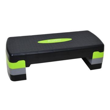 Stepper pentru aerobic DHS, 79 x 29 x 10 cm, inaltime reglabila, suprafata anti-alunecare, maxim 250 kg, Negru/Verde