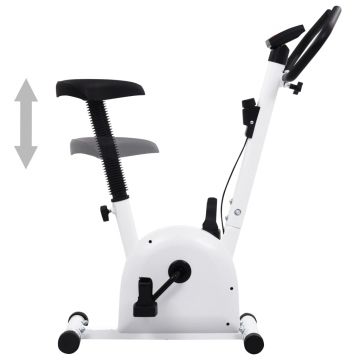 vidaXL Bicicletă fitness cu curea de rezistență, alb