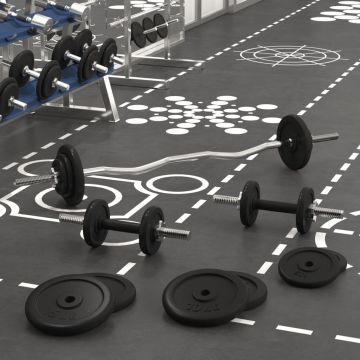 vidaXL Haltă și gantere cu plăci de greutate, 90 kg