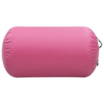 vidaXL Rulou de gimnastică gonflabil cu pompă, roz, 100 x 60 cm, PVC