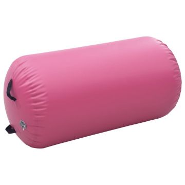 vidaXL Rulou de gimnastică gonflabil cu pompă, roz, 120 x 90 cm, PVC