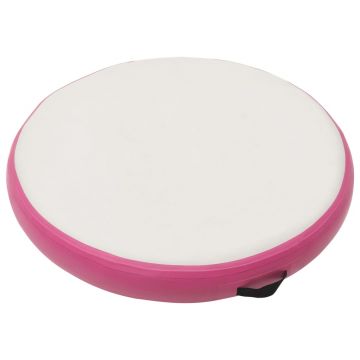 vidaXL Saltea gimnastică gonflabilă cu pompă, roz, 100x100x20 cm, PVC