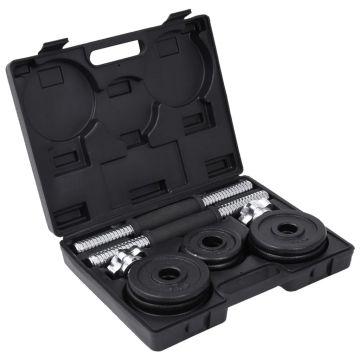 vidaXL Set de gantere, 19 piese, 15 kg, fontă