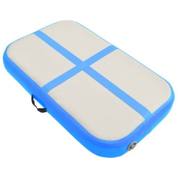 vidaXL Saltea gimnastică gonflabilă, pompă, albastru 60x100x15 cm, PVC