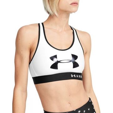 Bustiera femei Under Armour Mid Keyhole Graphic alb L