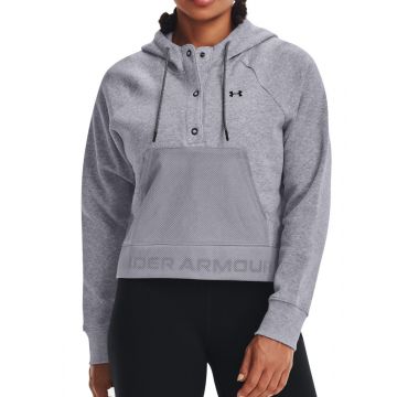 Hanorac femei Under Armour Rival Fleece Mesh Hoodie gri XL