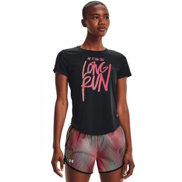 Tricou femei Under Armour Long Run Graphic SS negru M