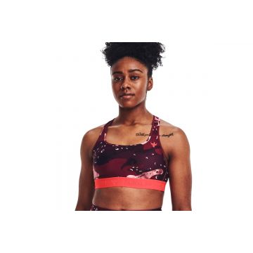 Bustiera femei Under Armour Prjct Rock Printed Bra visiniu S