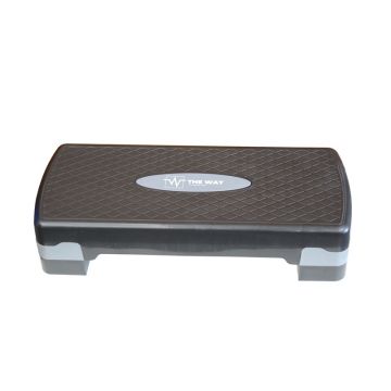 Stepper fitness ajustabil pe 2 nivele, gri cu negru, TheWay Fitness