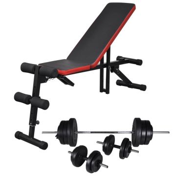 Bancă reglabilă pentru abdomene cu set haltere/gantere 605 kg