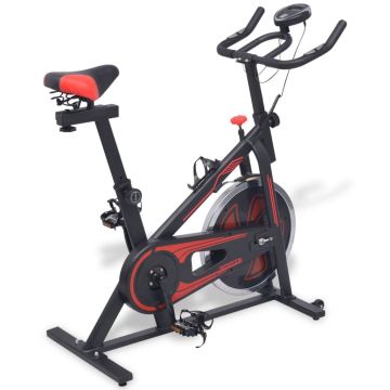 Bicicleta fitness centrifuga cu senzor puls negru și rosu