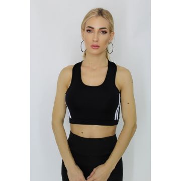 Bluza fitness Sakina Top, cu doua dungi albe laterale Bluza fitness Sakina Top, cu doua dungi albe laterale