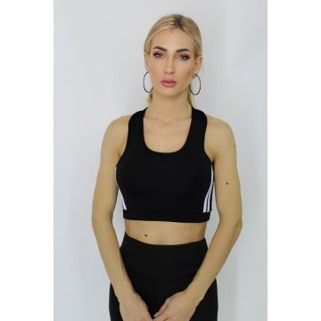 Bluza fitness Sakina Top, cu doua dungi albe laterale