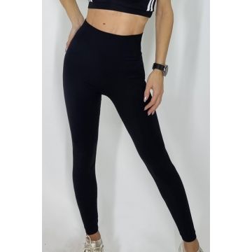 Colanti fitness Audrey, cu banda modelatoare in talie, Negru