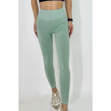 Colanti fitness Enoria, cu banda modelatoare in talie si efect de push up, Verde