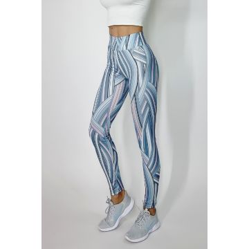Colanti fitness Ping, cu imprimeu abstract multicolor