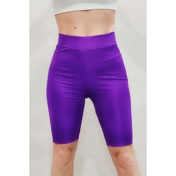 Colanti scurti din lycra cu aspect lucios mov , Marime universala S/M