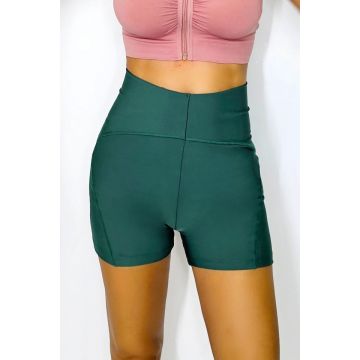 Colanti scurti SHER, cu textura modelatoare si cusaturi evidentiate, Verde