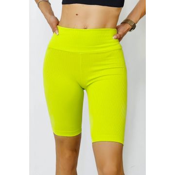 Colanti scurti Yoga Vibe, push up cu efect de tonifiere si material tetra, Galben